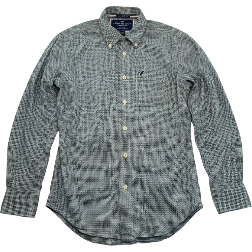 American Eagle Outfitters Mens XS Vintage Fit Gingham Button Down Shirt Green